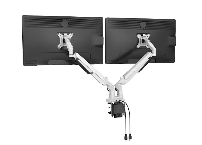 White Dual Monitor Front